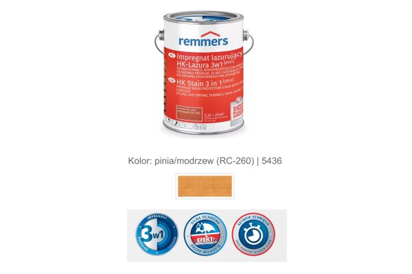 Impregnat lazurujący HK-Lazura 3w1 [plus] 2,5L remmers Pinia/Modrzew