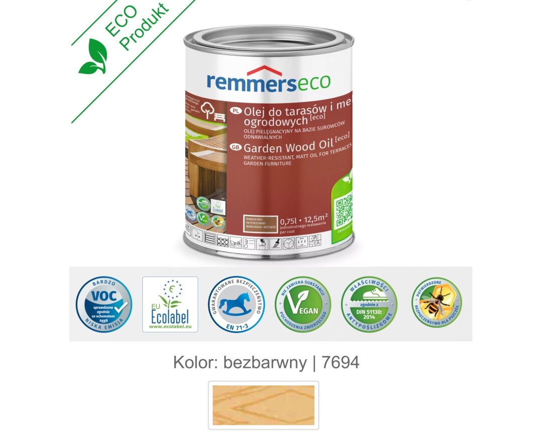 Olej wodny do drewna tarasu 0,75L- fot-