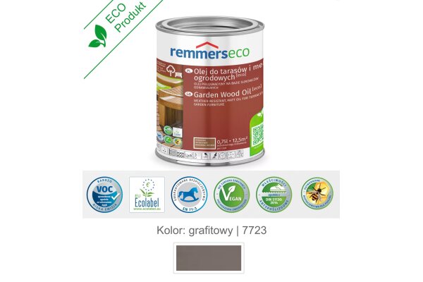 Olej wodny do drewna tarasu 0,75L remmers Grafitowy