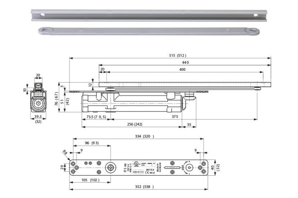 Szyna samozamykacza ITS96 G96N20 – lewa Dorma Srebrny