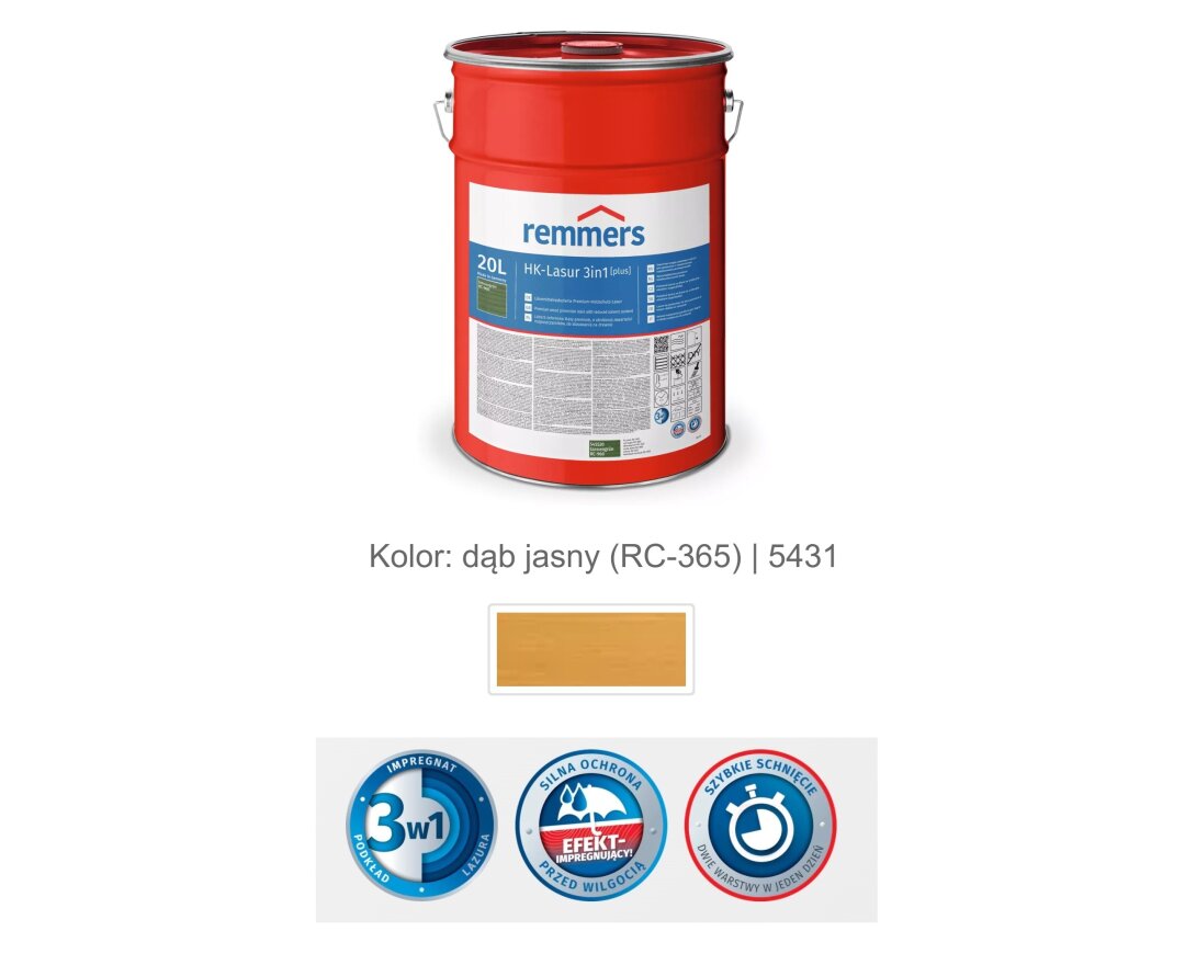 Impregnat lazurujący HK-Lazura 3w1 [plus] 20L- fot-