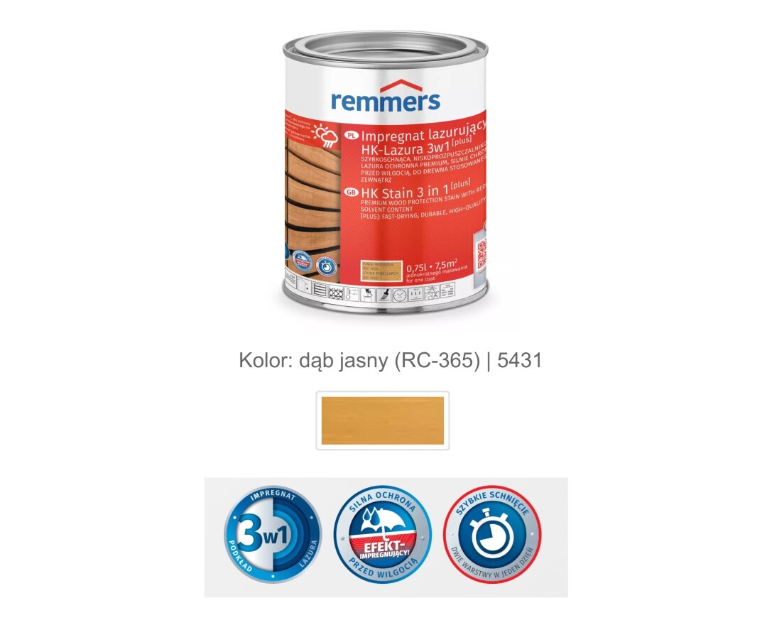 Impregnat lazurujący HK-Lazura 3w1 [plus] 0,75L- fot-