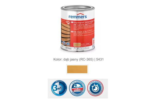 Impregnat lazurujący HK-Lazura 3w1 [plus] 0,75L remmers Dąb jasny