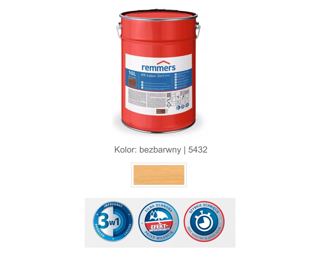 Impregnat lazurujący HK-Lazura 3w1 [plus] 10L- fot-