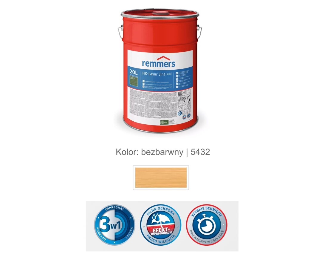 Impregnat lazurujący HK-Lazura 3w1 [plus] 20L- fot-