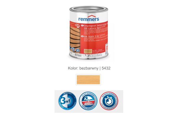 Impregnat lazurujący HK-Lazura 3w1 [plus] 0,75L remmers Bezbarwny