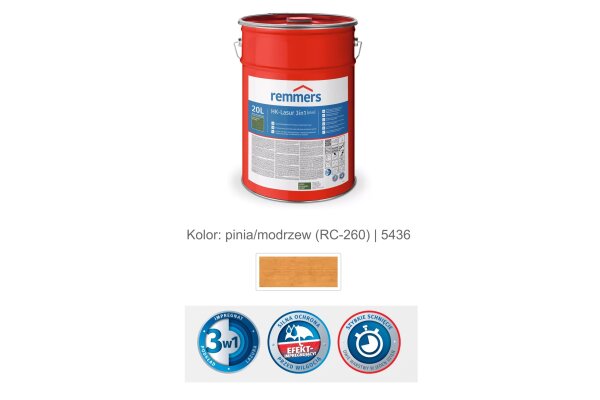 Impregnat lazurujący HK-Lazura 3w1 [plus] 20L remmers Pinia/Modrzew