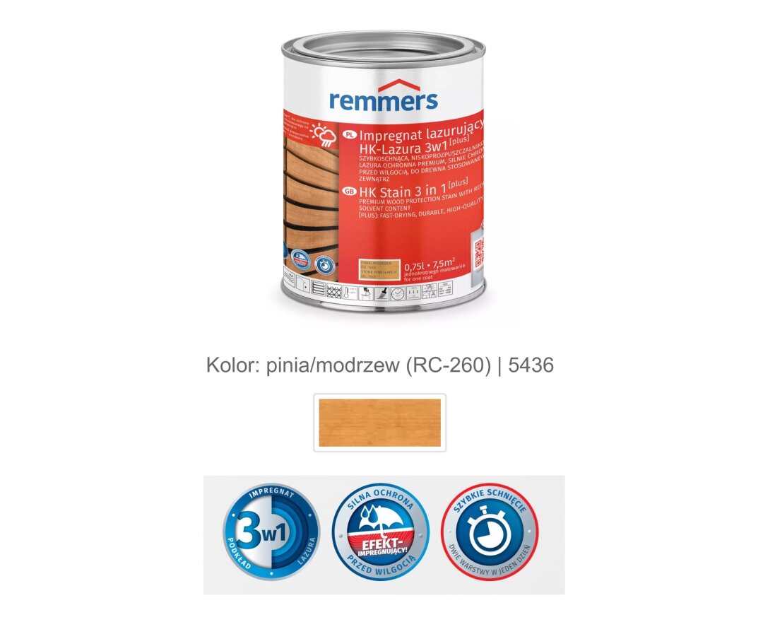 Impregnat lazurujący HK-Lazura 3w1 [plus] 100ml- fot-