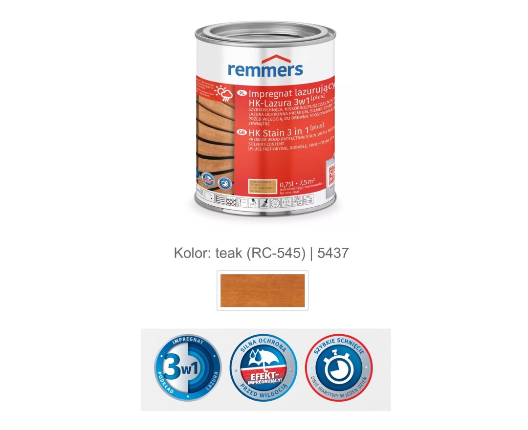 Impregnat lazurujący HK-Lazura 3w1 [plus] 100ml- fot-