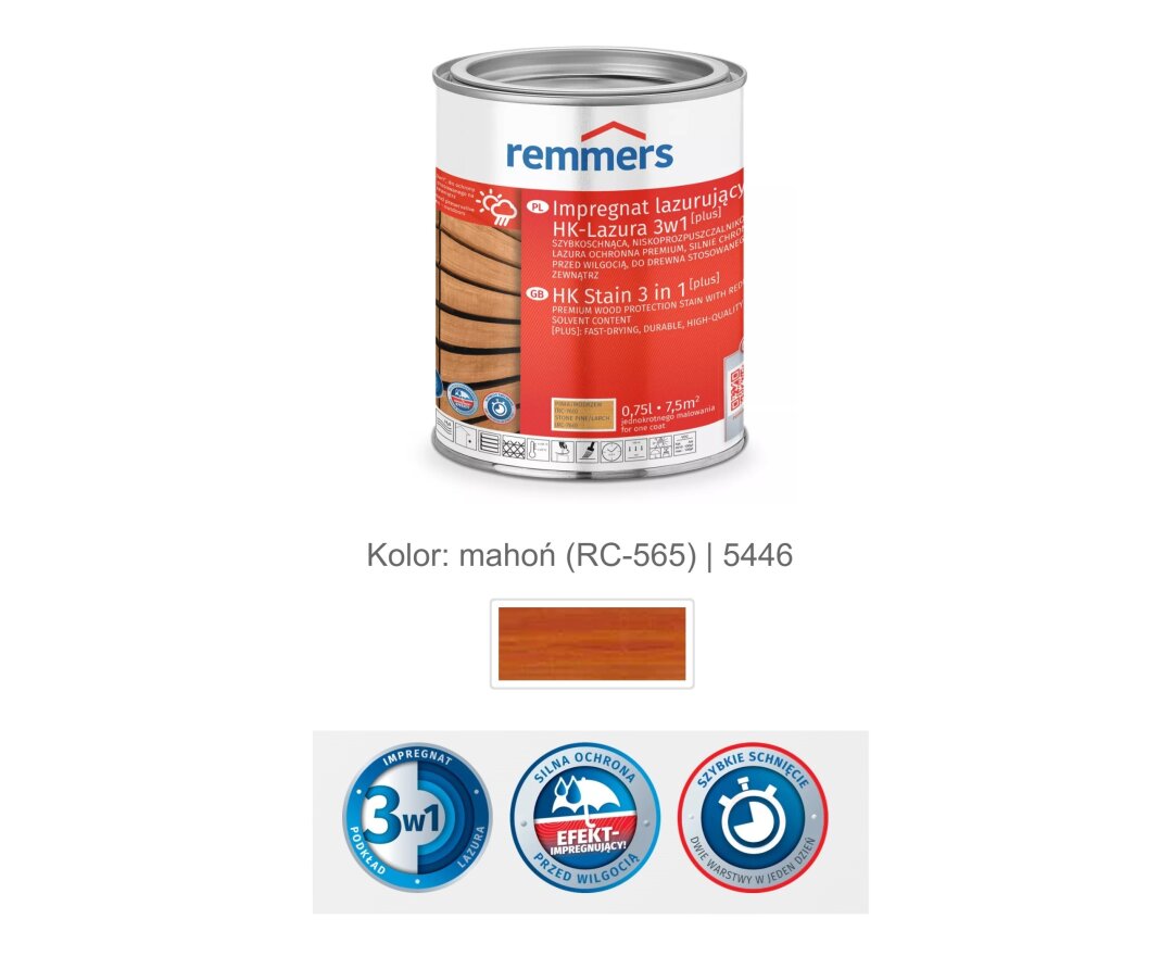 Impregnat lazurujący HK-Lazura 3w1 [plus] 100ml- fot-