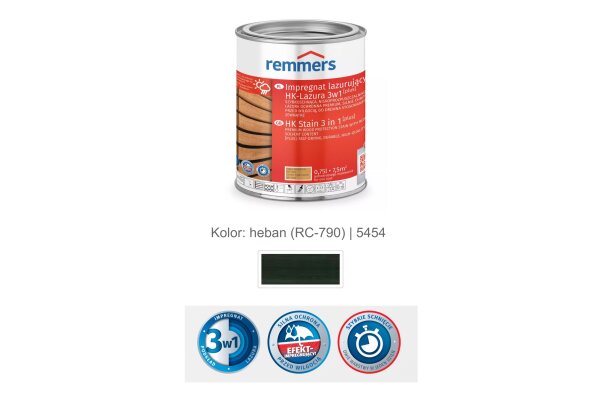 Impregnat lazurujący HK-Lazura 3w1 [plus] 0,75L remmers Heban