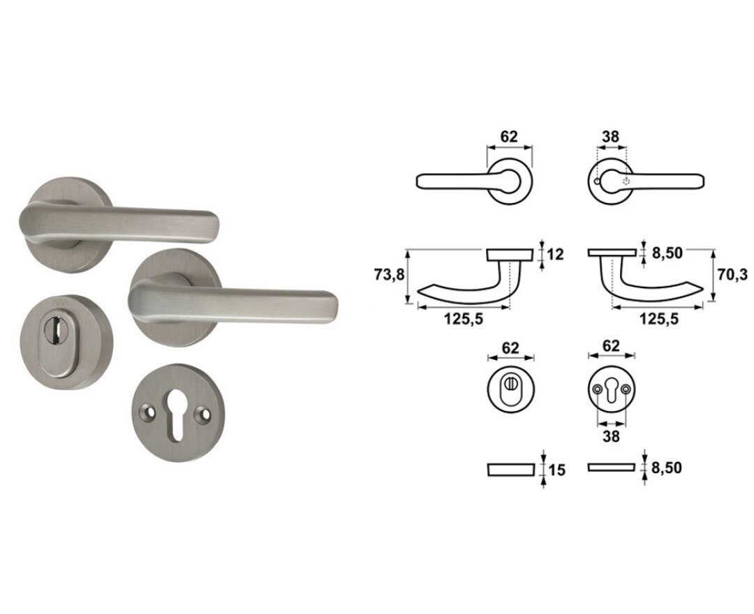 Klamka drzwiowa Diana PZ F6 z zabezpieczeniem- fot-