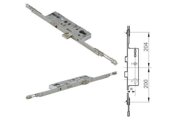 Zamek środkowy H600 16/35/92/8/PZ z możliwością przyłączenia Roto Frank Ocynk srebrny