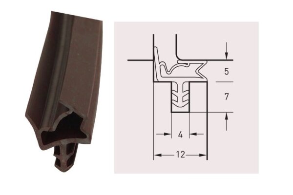 Uszczelka drzwiowa S6612 - 50 m Deventer Brąz mahoniowy