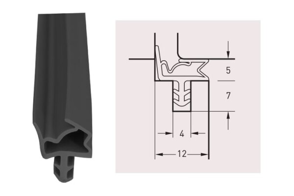 Uszczelka drzwiowa S6612 - 50 m Deventer Czarny