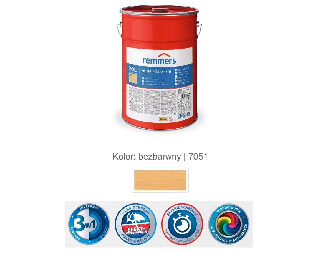 Aqua HSL-36/m-Profi-Holzschutz-Lasur 3in1 20L- fot-