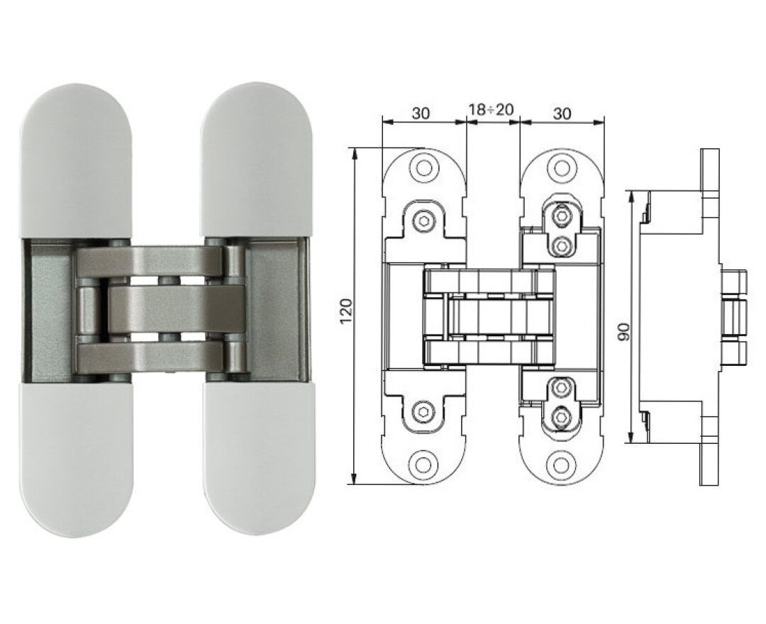 Zawias do drzwi INVISACTA 300 3D z nakładkami- fot-