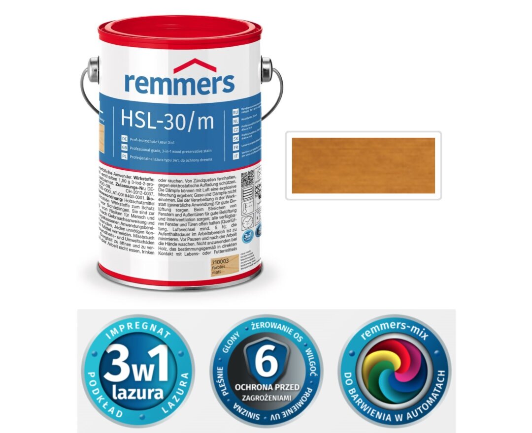 HSL-30/m Profi Holzschutz Lasur 3w1 10L- fot-