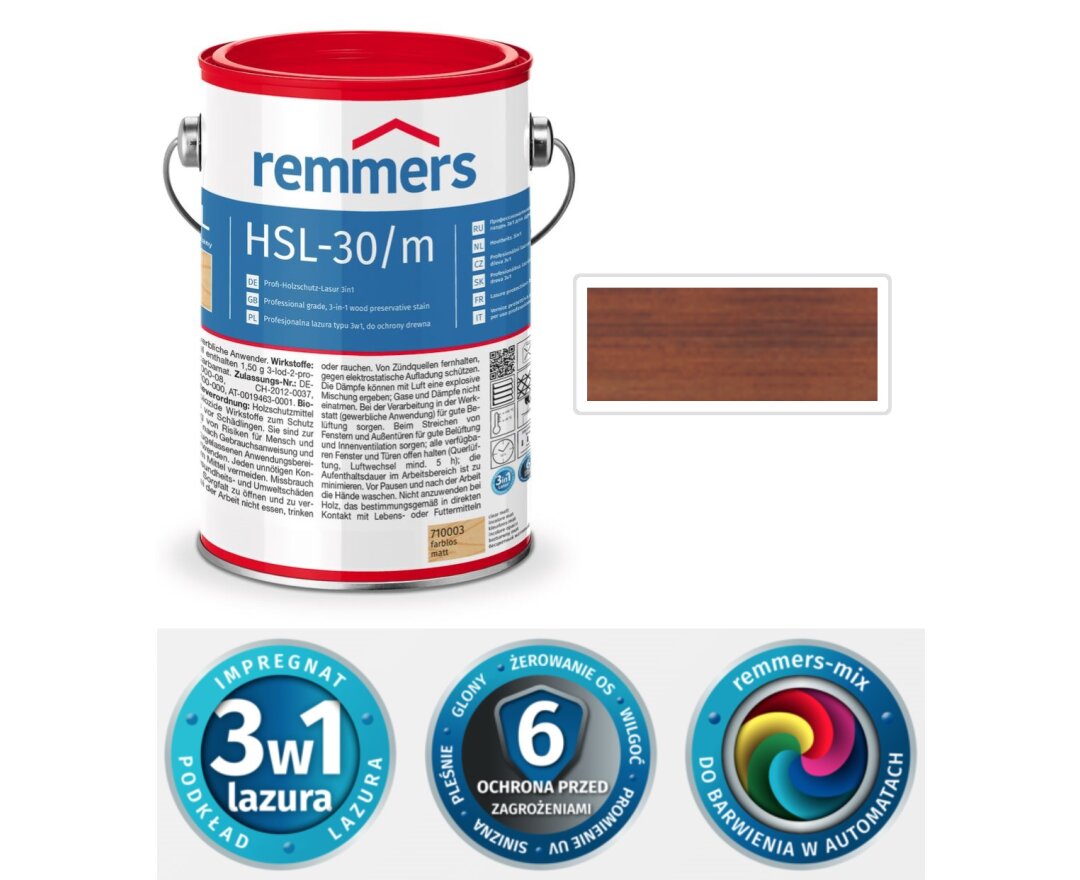 HSL-30/m Profi Holzschutz Lasur 3w1 2,5L- fot-