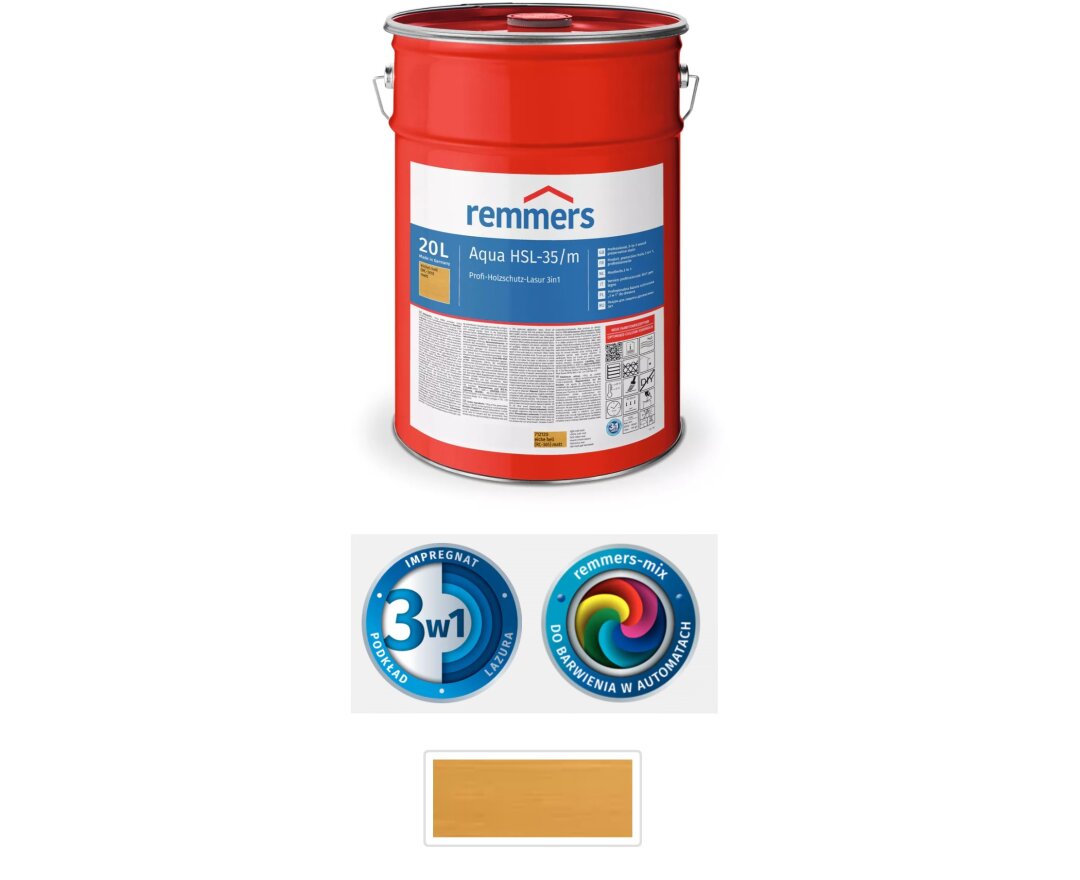 Aqua HSL-35/m-Profi-Holzschutz-Lasur 3in1 20L- fot-