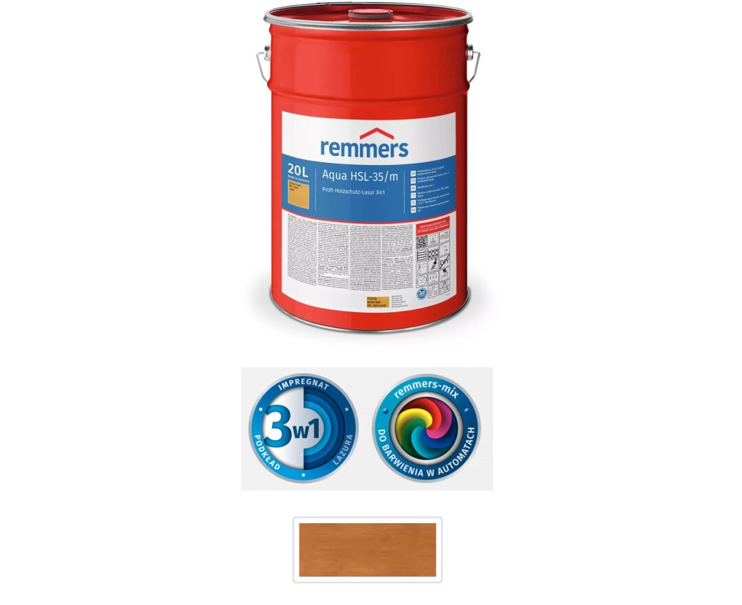 Aqua HSL-35/m-Profi-Holzschutz-Lasur 3in1 20L- fot-