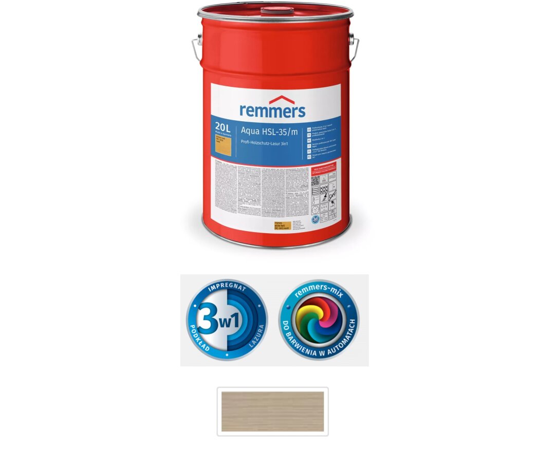 Aqua HSL-35/m-Profi-Holzschutz-Lasur 3in1 20L- fot-