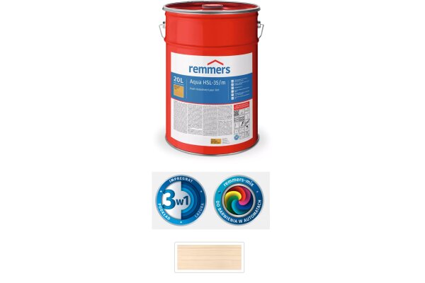 Aqua HSL-35/m-Profi-Holzschutz-Lasur 3in1 20L remmers Biały