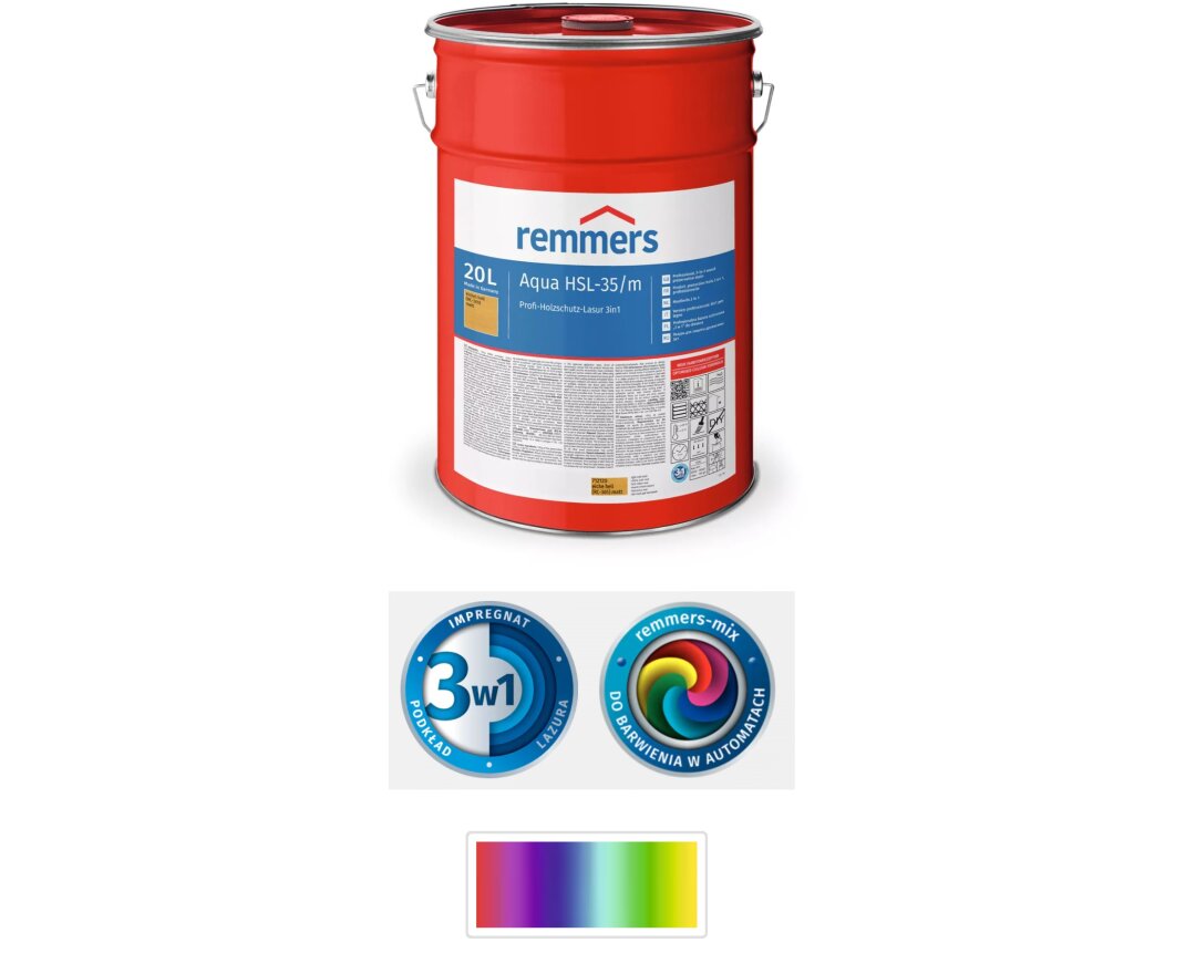 Aqua HSL-35/m-Profi-Holzschutz-Lasur 3in1 20L- fot-