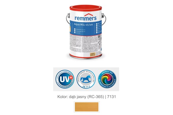 Aqua MSL-45/sm-Mittelschichtlasur UV+ 5L remmers Dąb jasny