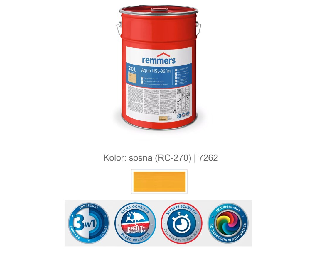 Aqua HSL-36/m-Profi-Holzschutz-Lasur 3in1 20L- fot-