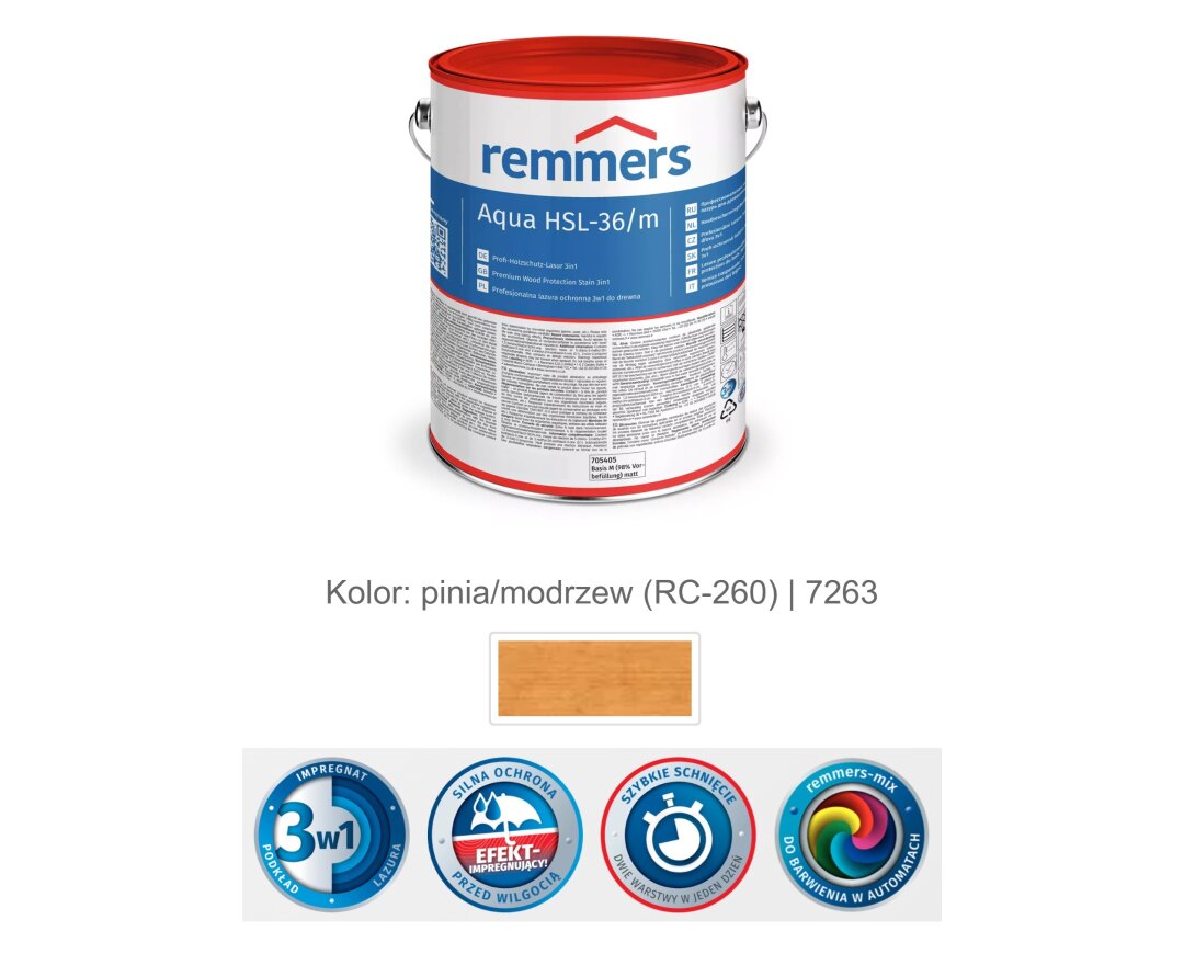 Aqua HSL-36/m-Profi-Holzschutz-Lasur 3in1 2,5L- fot-