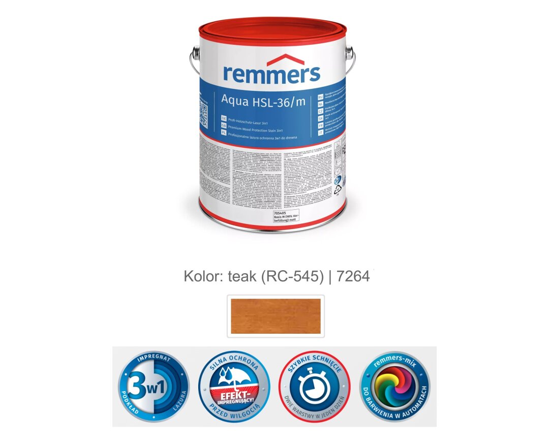 Aqua HSL-36/m-Profi-Holzschutz-Lasur 3in1 2,5L- fot-