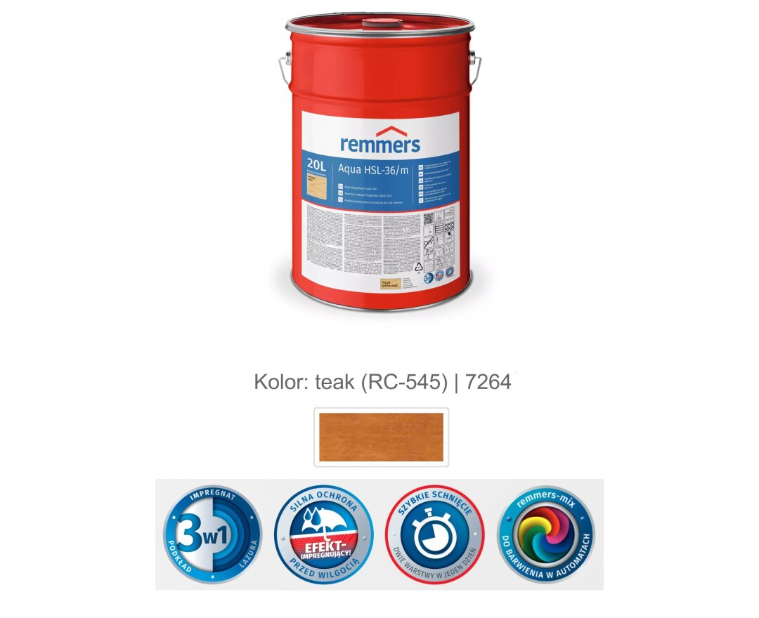 Aqua HSL-36/m-Profi-Holzschutz-Lasur 3in1 20L- fot-