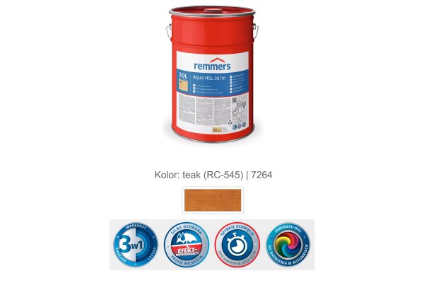 Aqua HSL-36/m-Profi-Holzschutz-Lasur 3in1 20L remmers Teak