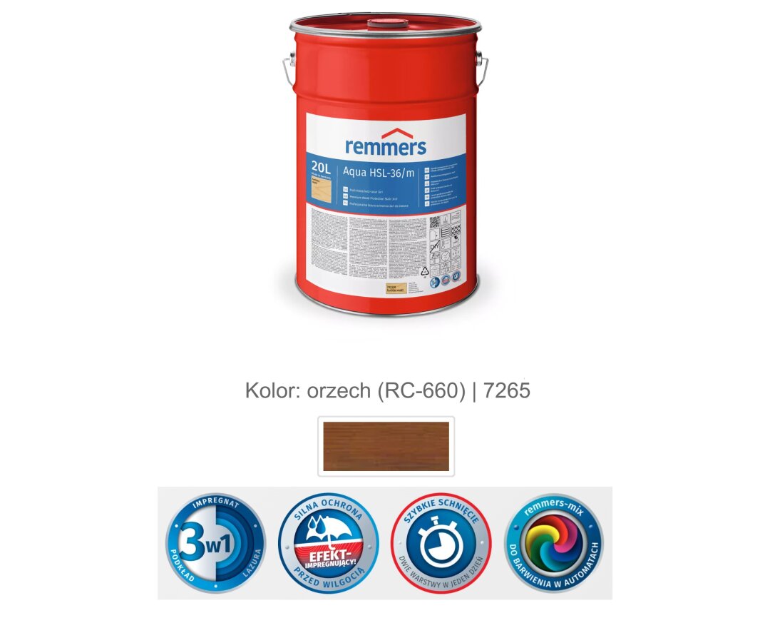 Aqua HSL-36/m-Profi-Holzschutz-Lasur 3in1 20L- fot-