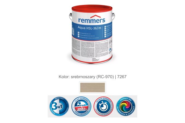 Aqua HSL-36/m-Profi-Holzschutz-Lasur 3in1 2,5L remmers srebrnoszary