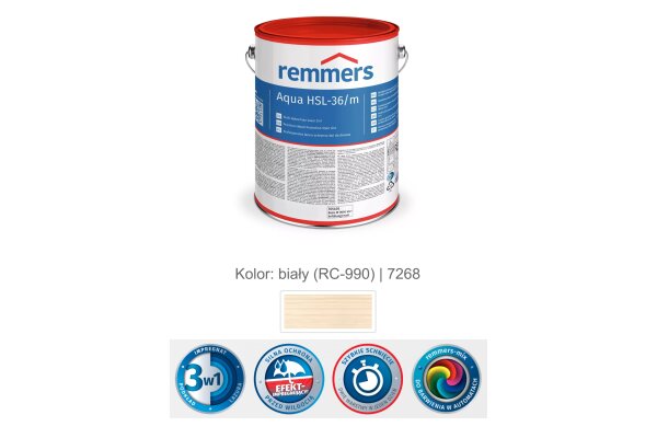 Aqua HSL-36/m-Profi-Holzschutz-Lasur 3in1 2,5L remmers Biały