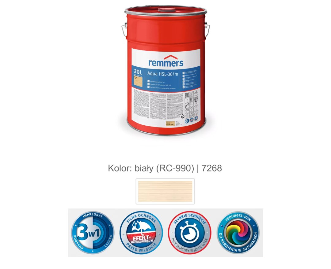 Aqua HSL-36/m-Profi-Holzschutz-Lasur 3in1 20L- fot-