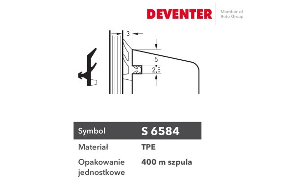 Uszczelka S 6584 400m KSP1  Deventer Brąz rustykalny
