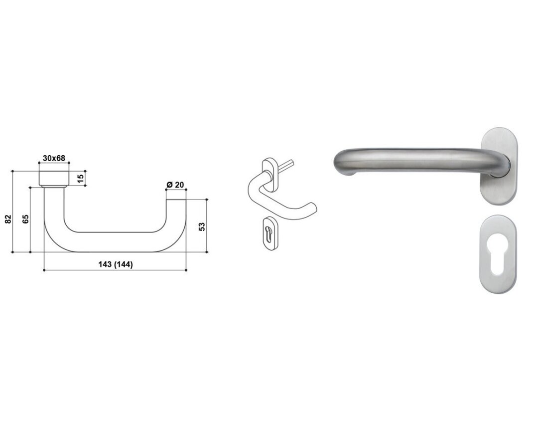 Klamka drzwiowa lewa na owalnej rozecie 1/2 kpl- fot-
