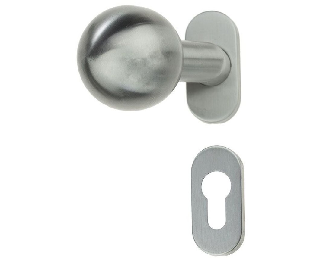 Gałka drzwiowa stała 1/2 PURE 3548V na owalnej rozecie + rozeta PZ , stal nierdzewna- fot-
