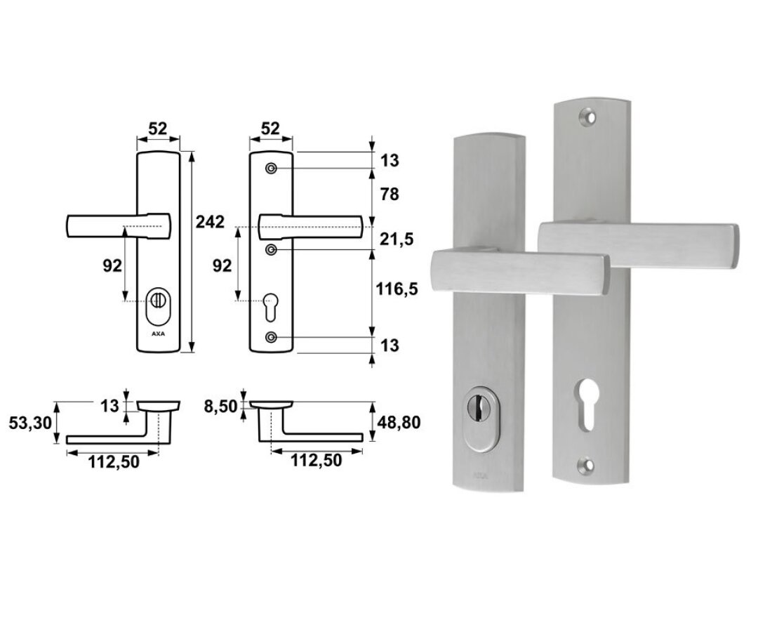 Klamka drzwiowa Apollo na szyldzie z ochroną- fot-