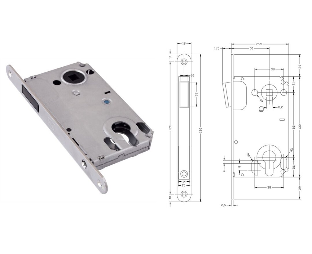 Zamek magnetyczny do drzwi wewnętrznych B-Twin PZ- fot-