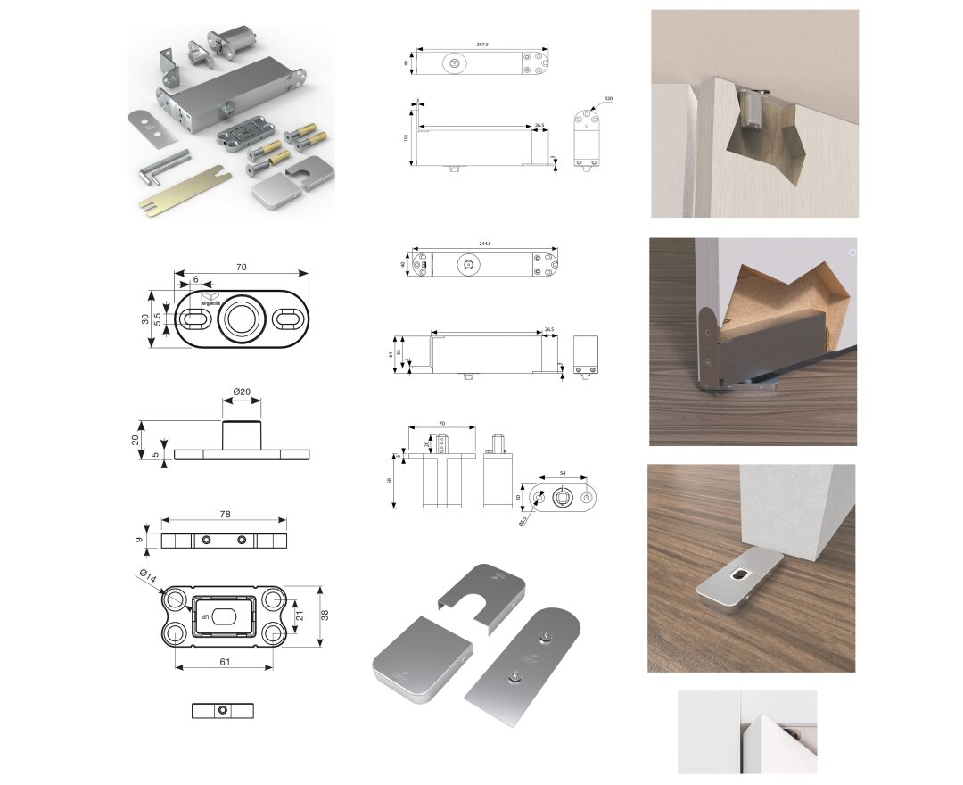 PIVOTICA PRO FM Zawias drzwiow maks. 150kg, grubość drzwi od 50mm, chromowany- fot-
