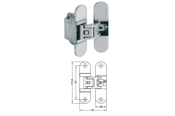 Zawias drzwiowy HAFELE STARTEC H7 kryty Hafele Chrom matowy