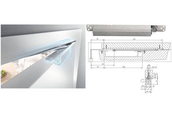 Samozamykacz drzwiowy chowany BOXER 2-4 GEZE Srebrny