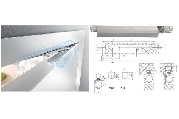 Samozamykacz drzwiowy chowany BOXER 3-6 GEZE Srebrny