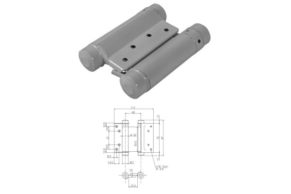 ZAWIAS WAHADŁOWY 75mm UE Szary
