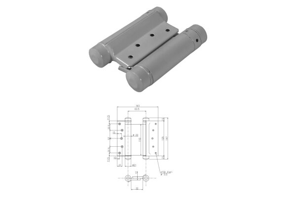 ZAWIAS WAHADŁOWY LAKIEROWANY 125mm UE Szary
