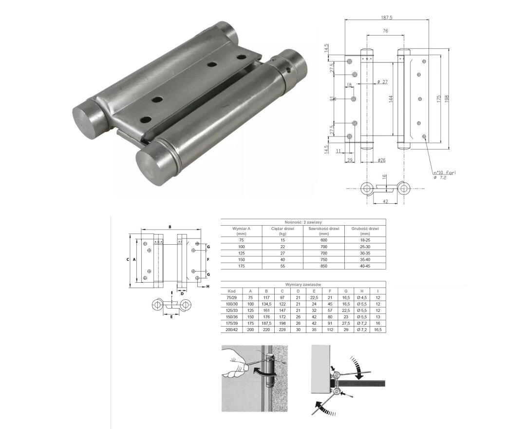 ZAWIAS WAHADŁOWY 175mm- fot-